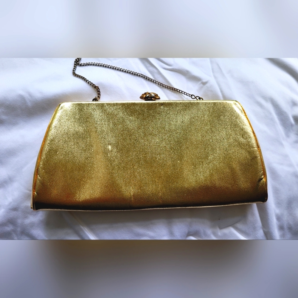 Vintage Gold Clutch Handbag HL USA Brand.